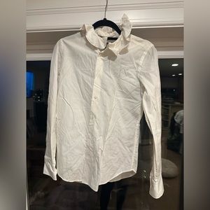 Ralph Lauren white button down with ruffled collar